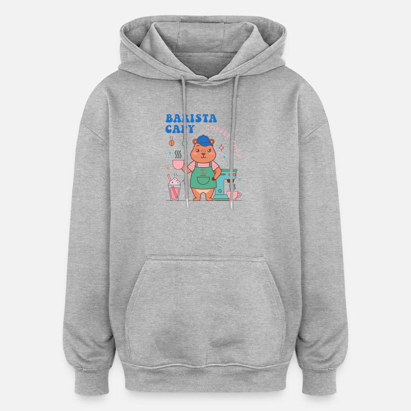 Charme du Café Barista de Capy - Sweat à capuche oversize unisexe - gris chiné