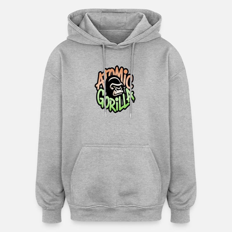 Atom-Gorilla-Graffiti - Oversized Unisex Hoodie - Grau meliert