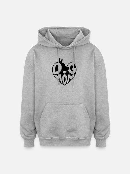 Dog Mom, Hundemama Herzdesign - Oversized Unisex Hoodie - Grau meliert