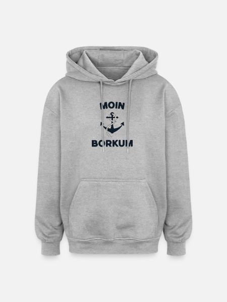 Moin Borkum – Conception d’ancres maritimes - Sweat à capuche oversize unisexe - gris chiné