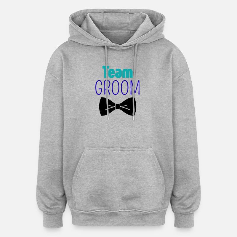TeamGroom - Sweat à capuche oversize unisexe - gris chiné