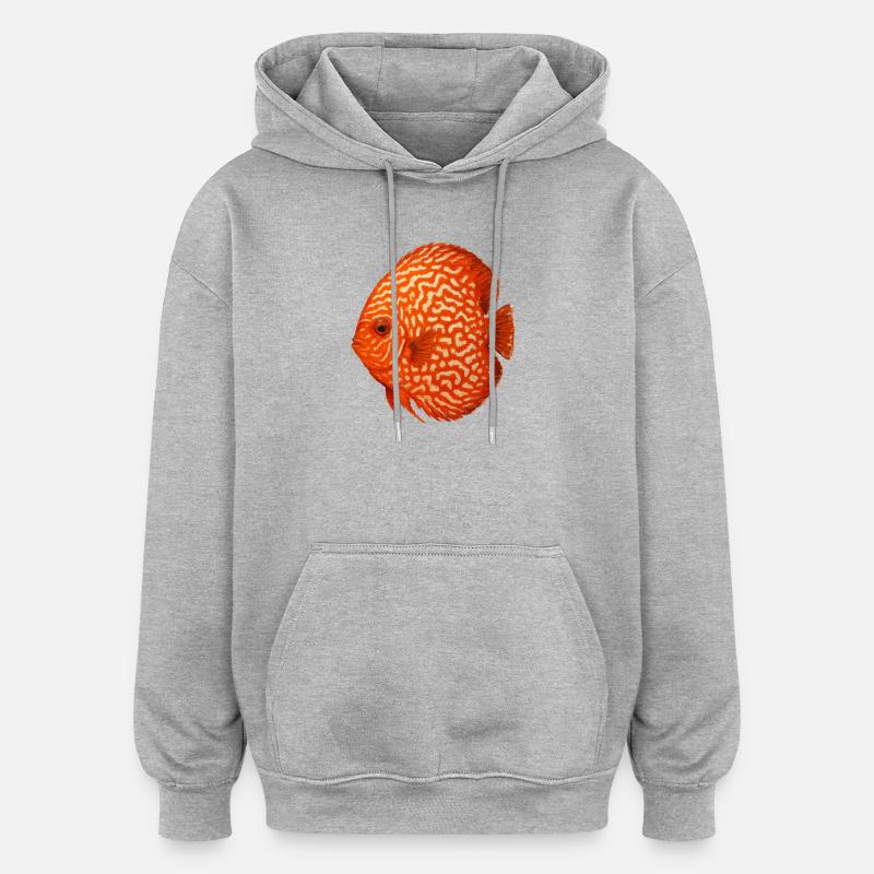 Oranger Diskusfisch-Aquarium Amazonas - Oversized Unisex Hoodie - Grau meliert