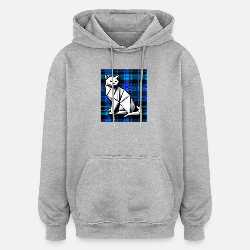 chat - Sweat à capuche oversize unisexe - gris chiné