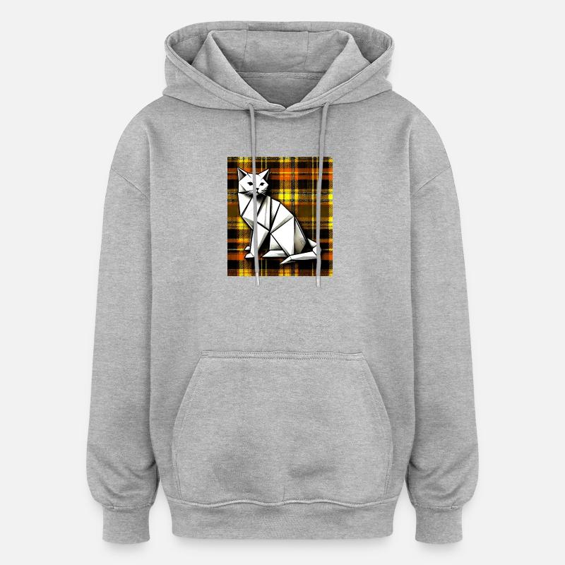 chat - Sweat à capuche oversize unisexe - gris chiné