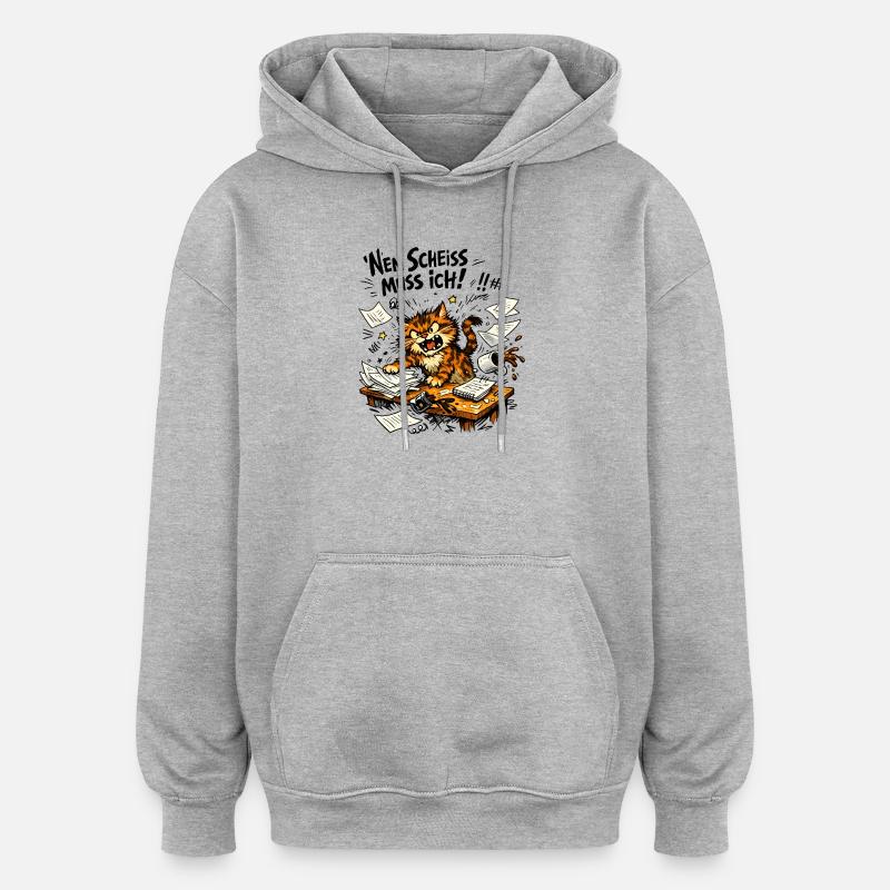 Nen Scheiss Muss Ich Katze - Oversized Unisex Hoodie - Grau meliert