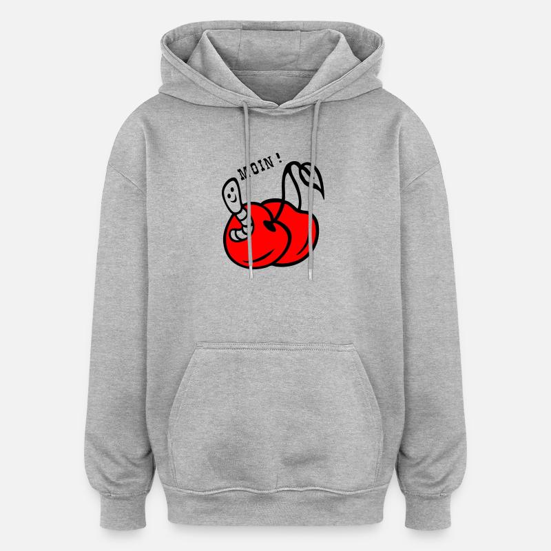 Cerises avec ver - Sweat à capuche oversize unisexe - gris chiné