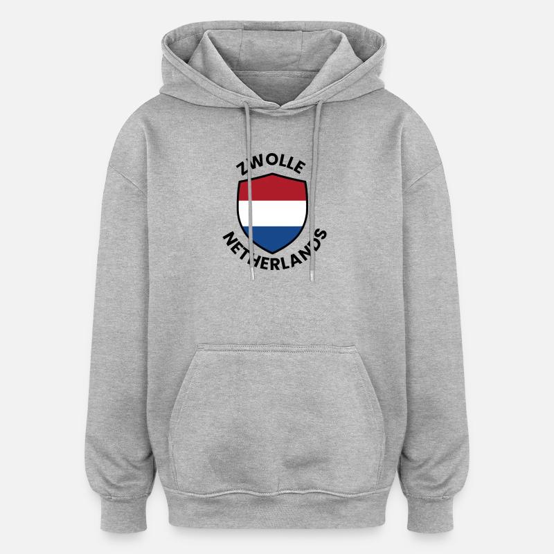 Bouclier du drapeau Zwolle - Sweat à capuche oversize unisexe - gris chiné