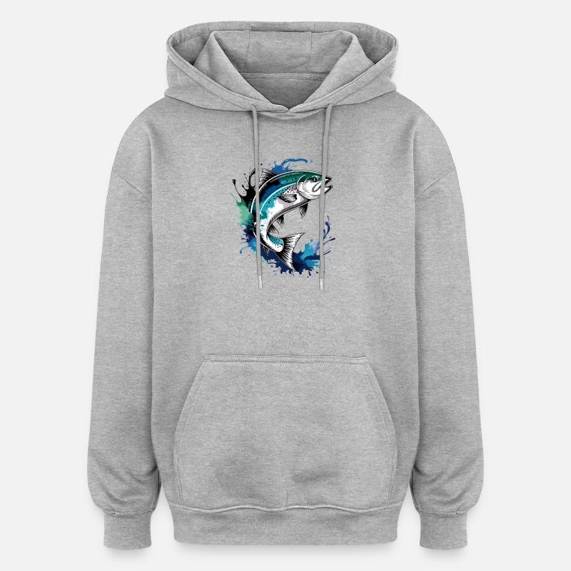 Saut du saumon - Sweat à capuche oversize unisexe - gris chiné