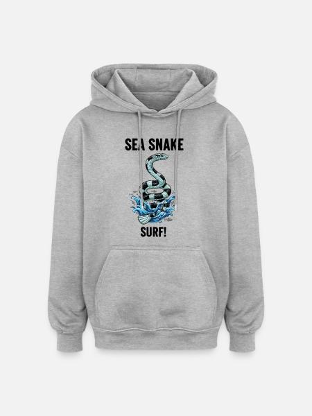 Danger Surf Sea Snake Black - Oversized Unisex Hoodie - heather grey