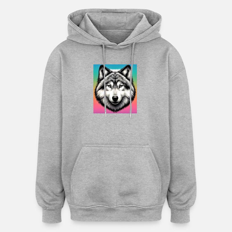 Wolf - Oversized Unisex Hoodie - heather grey