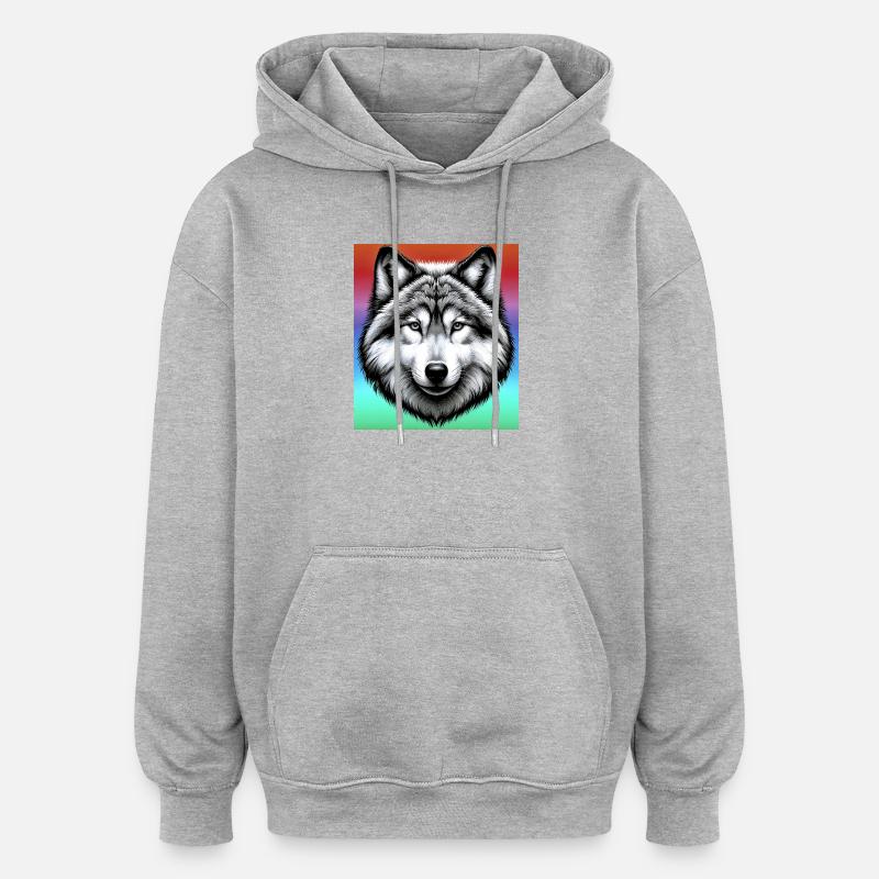 Loup - Sweat à capuche oversize unisexe - gris chiné