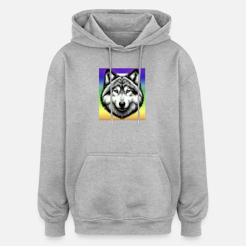 Wolf - Oversized Unisex Hoodie - heather grey
