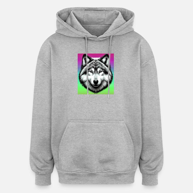 Loup - Sweat à capuche oversize unisexe - gris chiné