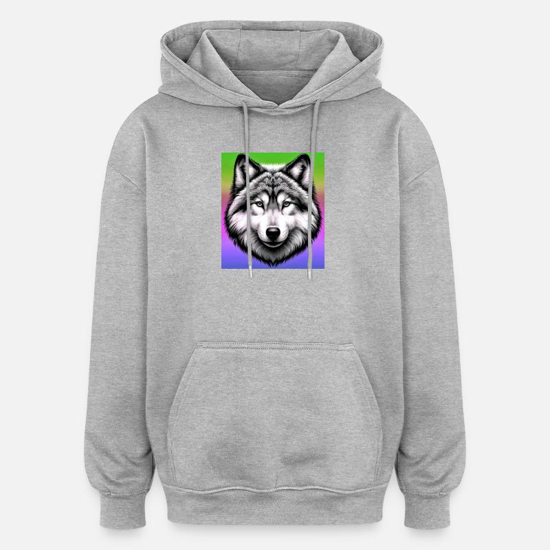 Loup - Sweat à capuche oversize unisexe - gris chiné