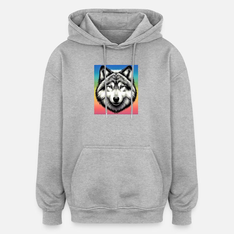 Loup - Sweat à capuche oversize unisexe - gris chiné