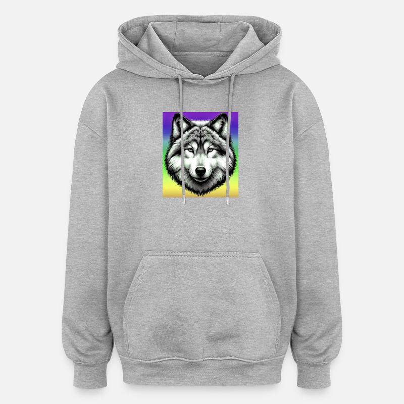 Loup - Sweat à capuche oversize unisexe - gris chiné