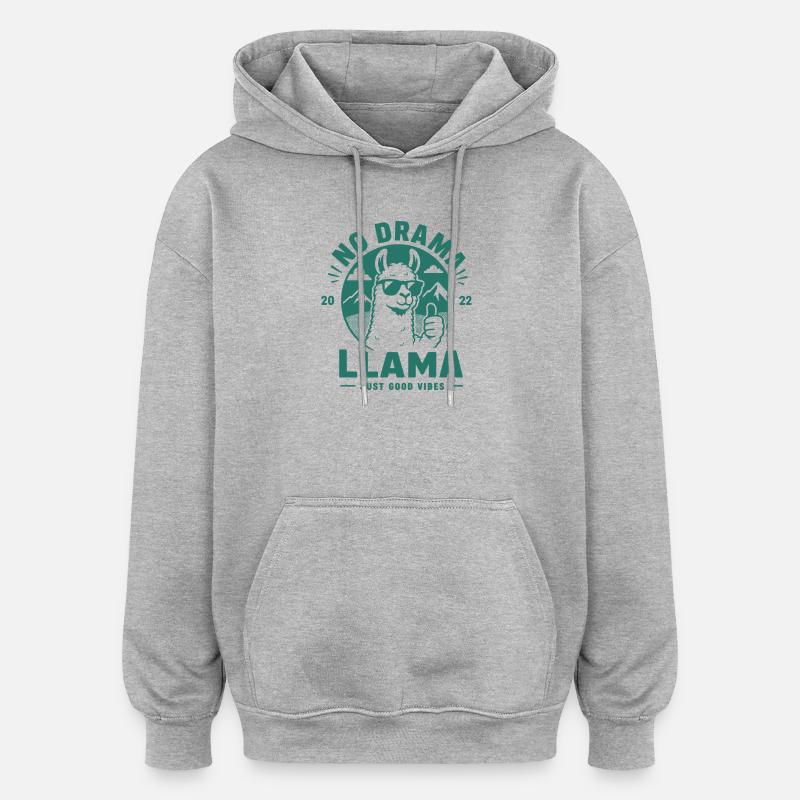 Pas de drame lama - Sweat à capuche oversize unisexe - gris chiné