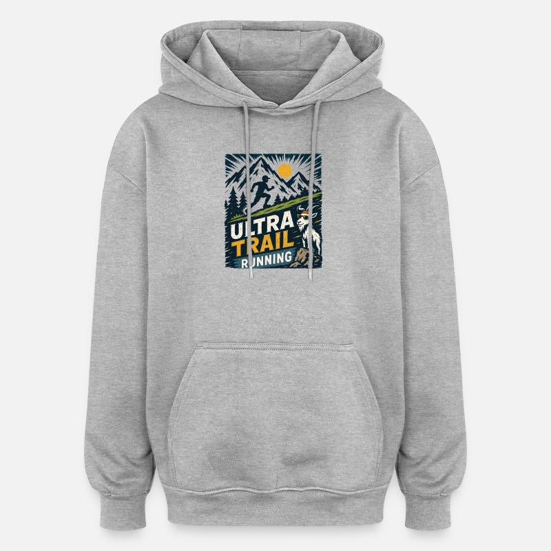 Ultra Trail Running - Sweat à capuche oversize unisexe - gris chiné