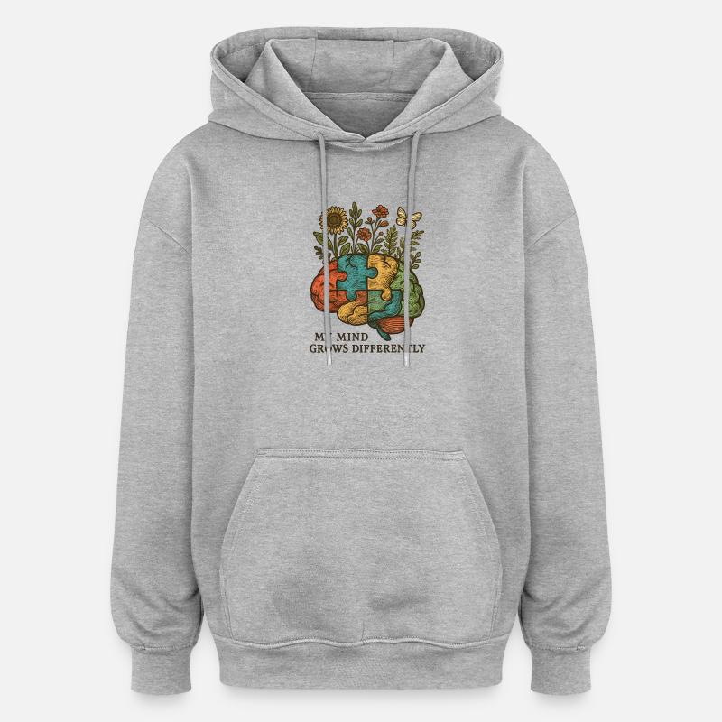 Le casse-tête évolue différemment - Sweat à capuche oversize unisexe - gris chiné