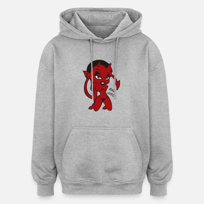Mauvais Gril - Sweat à capuche oversize unisexe - gris chiné