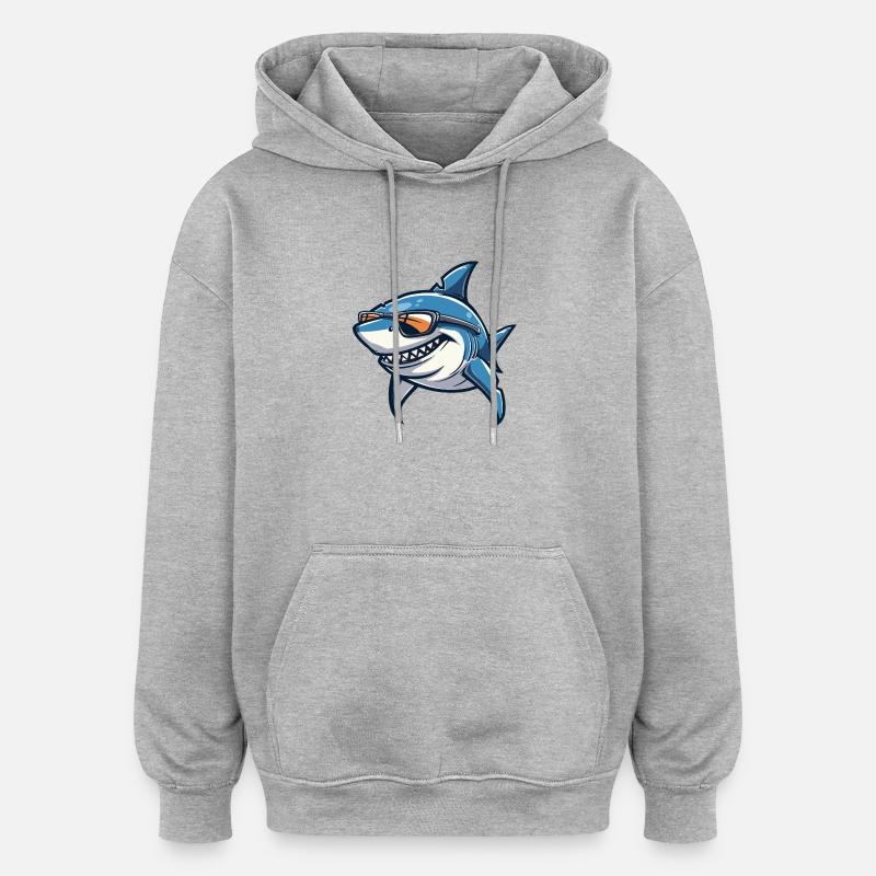 Shark Comic Cool - Oversized Unisex Hoodie - heather grey