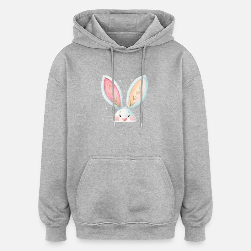 Cute Easter Bunny Ears - Oversized Unisex Hoodie - heather grey