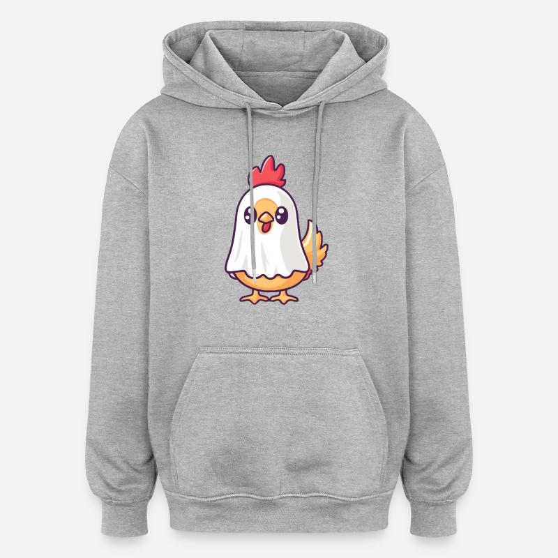 Rooster Halloween Comic Ghost - Oversized Unisex Hoodie - heather grey