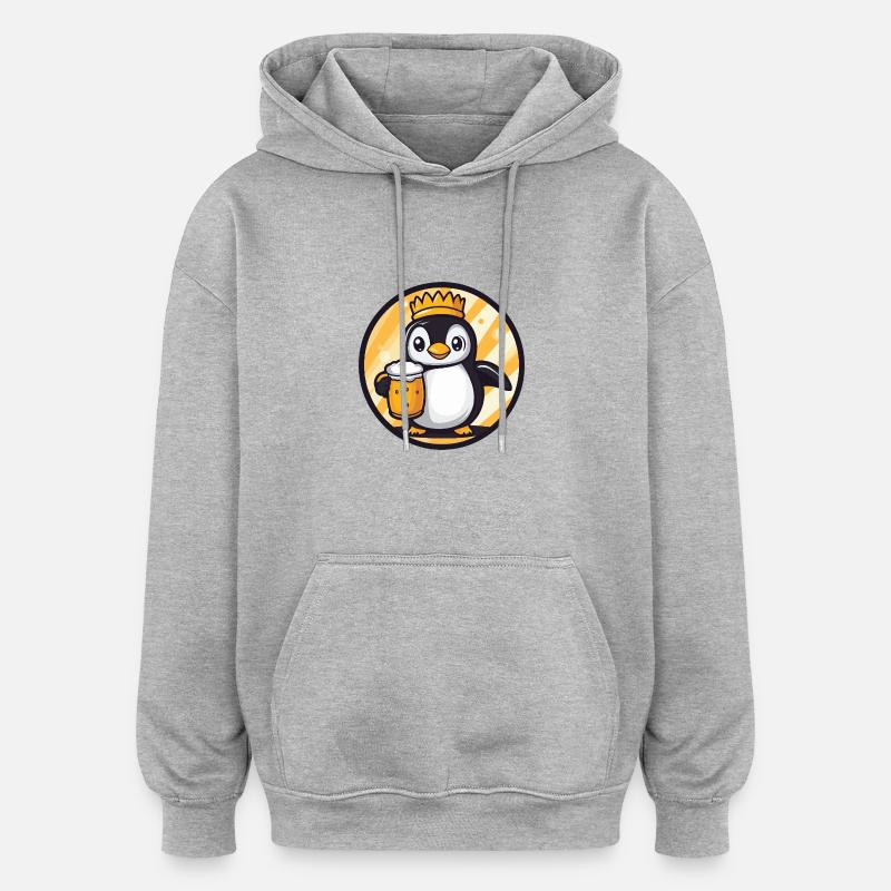 Pinguin Bier - Oversized Unisex Hoodie - Grau meliert