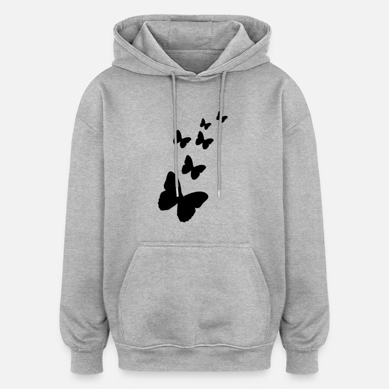 papillon - Sweat à capuche oversize unisexe - gris chiné