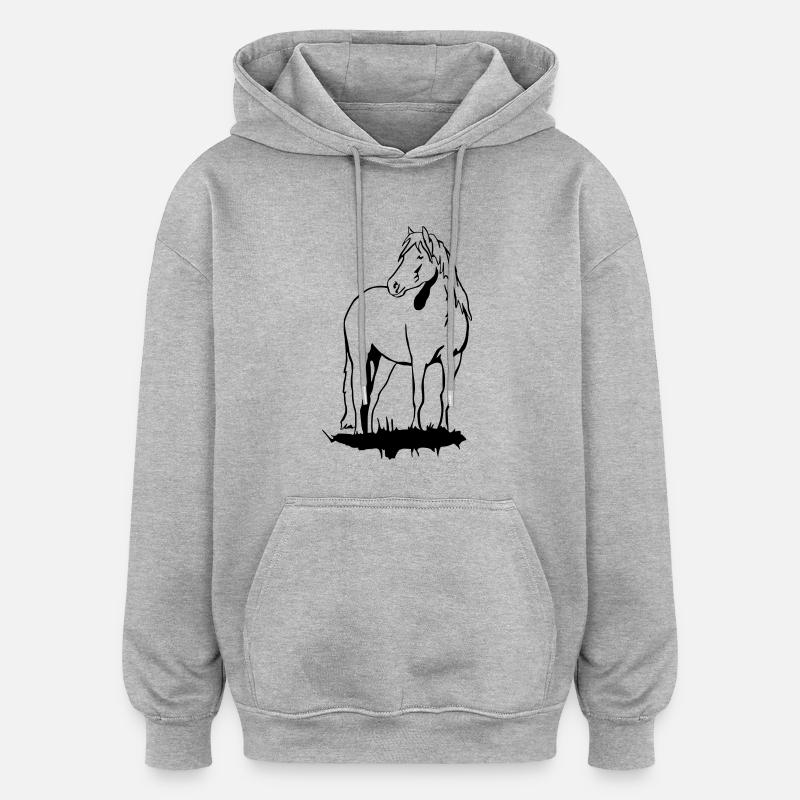 Haflinger Pony - Oversized Unisex Hoodie - Grau meliert