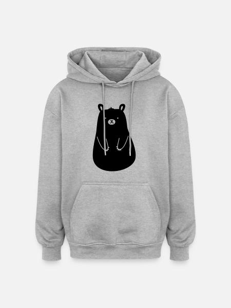 Kleiner Bär - Oversized Unisex Hoodie - Grau meliert