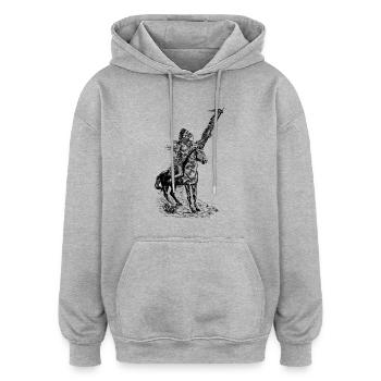 Indianer - Oversized Unisex Hoodie - Grau meliert - Vorne - Noah (186cm)