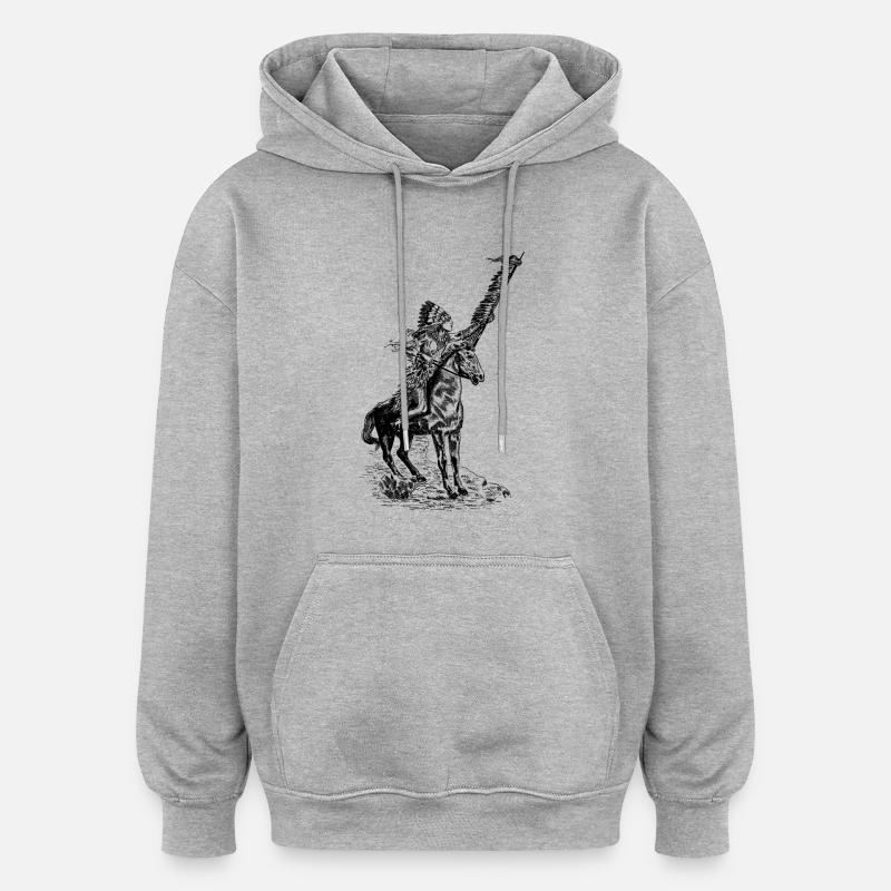 Indien - Sweat à capuche oversize unisexe - gris chiné