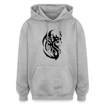 tribal tattoo dragon - Oversized Unisex Hoodie - Grau meliert - Vorne - Noah (186cm)