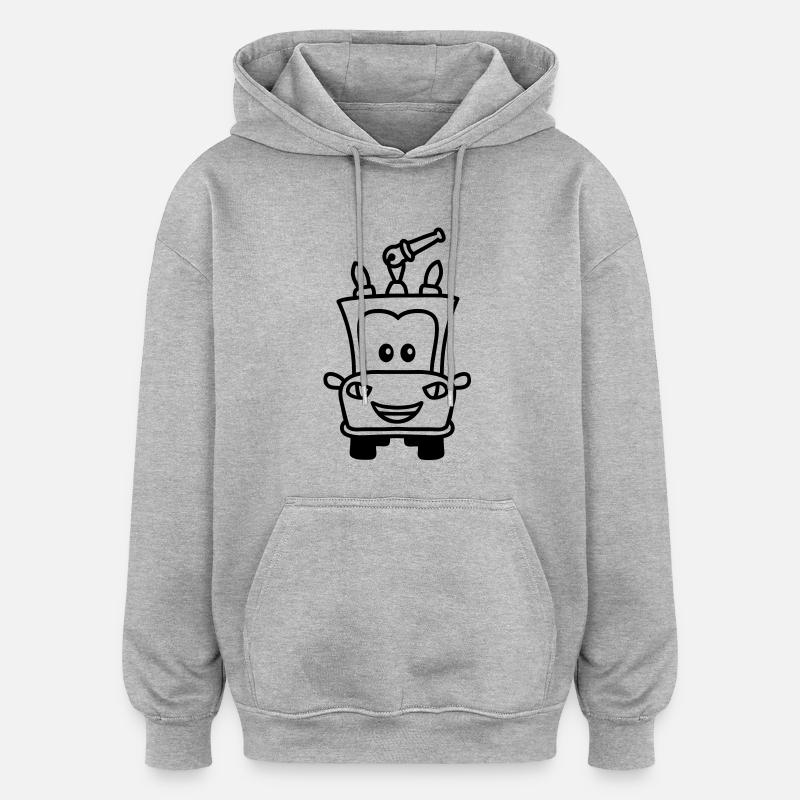 fire_truck - Sweat à capuche oversize unisexe - gris chiné