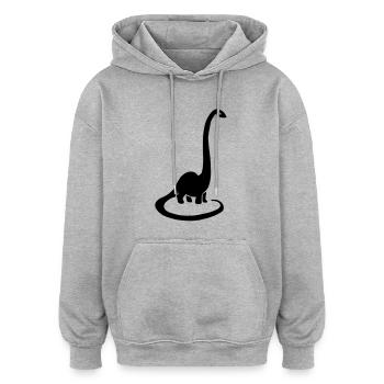 Dinosaure - Sweat à capuche oversize unisexe - gris chiné - Devant - Noah (186cm)