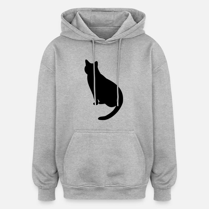 Cat - Sweat à capuche oversize unisexe - gris chiné