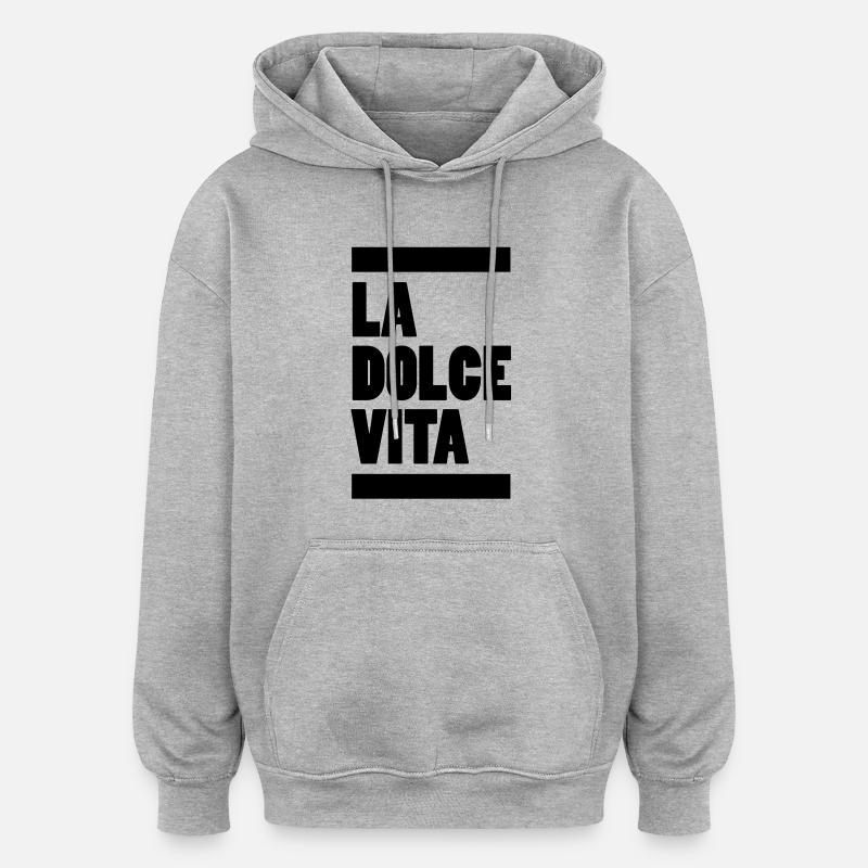 la dolce vita - Sweat à capuche oversize unisexe - gris chiné