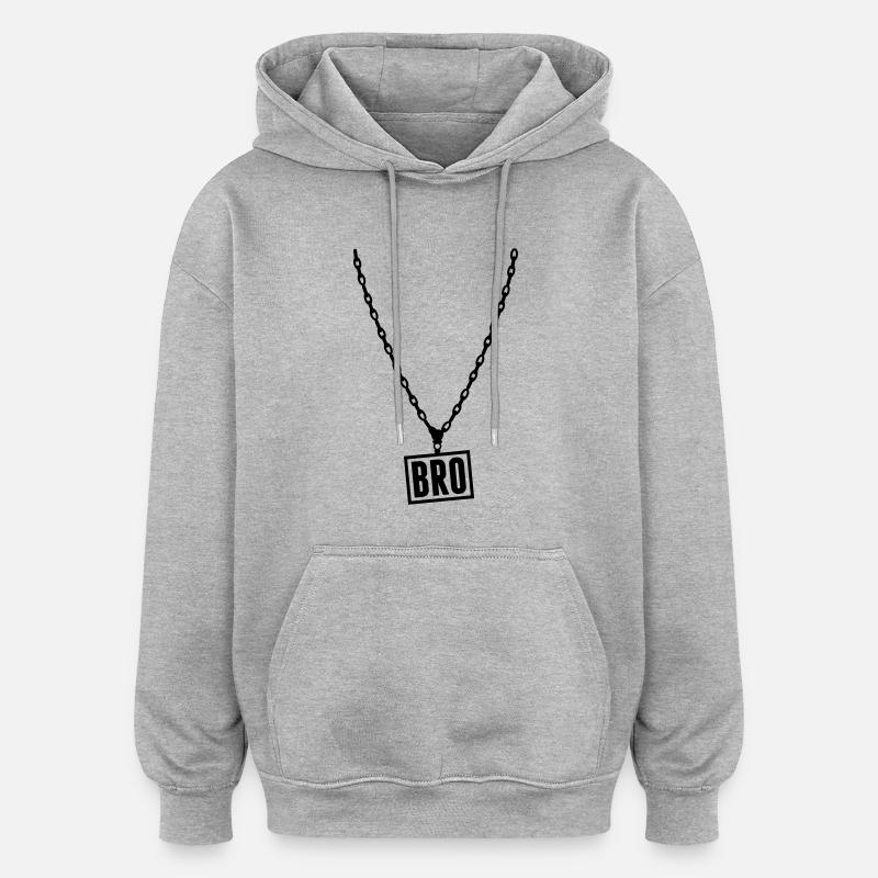 chain_bro_bo1 - Sweat à capuche oversize unisexe - gris chiné