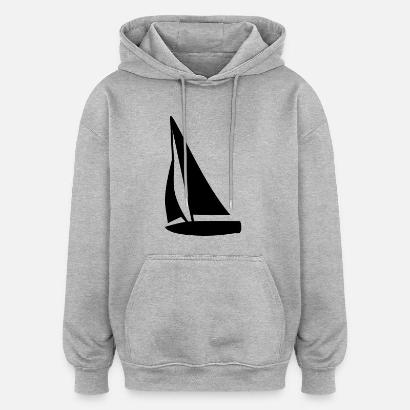 Bateau - Sweat à capuche oversize unisexe - gris chiné