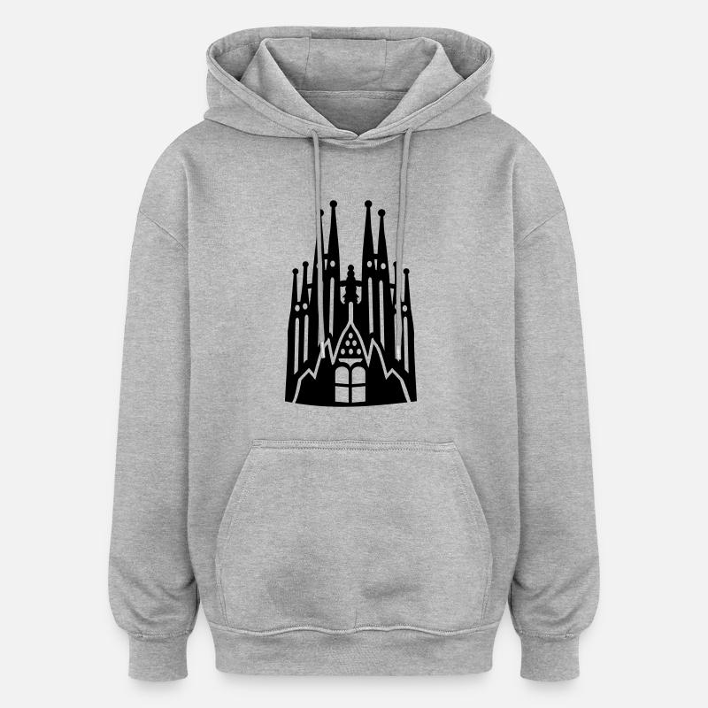 Barcelone - Sweat à capuche oversize unisexe - gris chiné