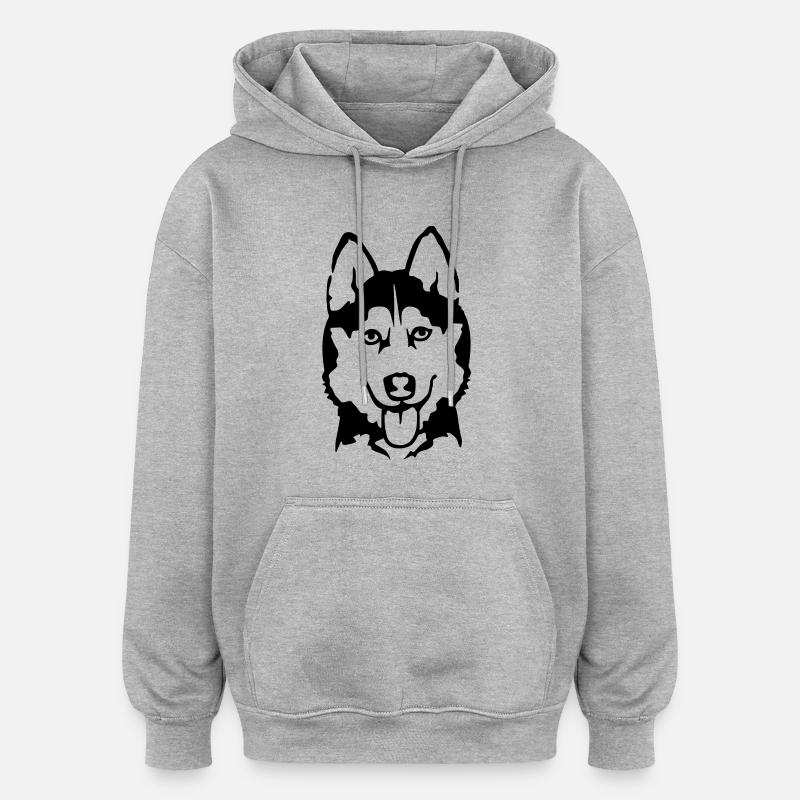 Husky - Sweat à capuche oversize unisexe - gris chiné