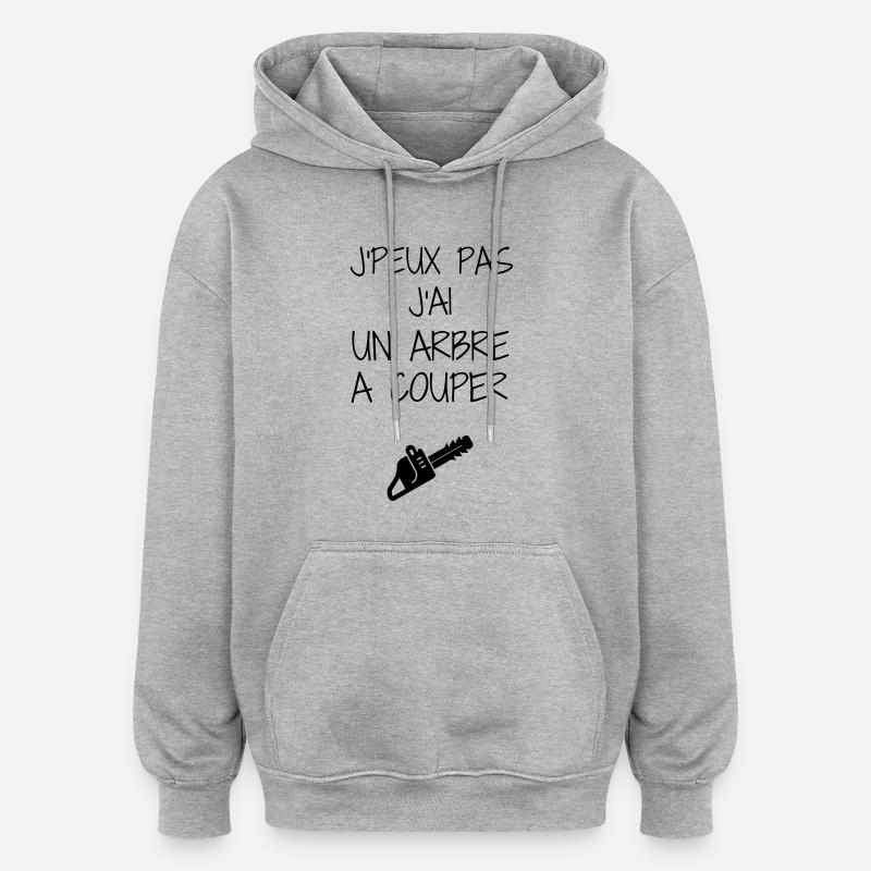 bûcheron / forêt / arbre / bois - Sweat à capuche oversize unisexe - gris chiné