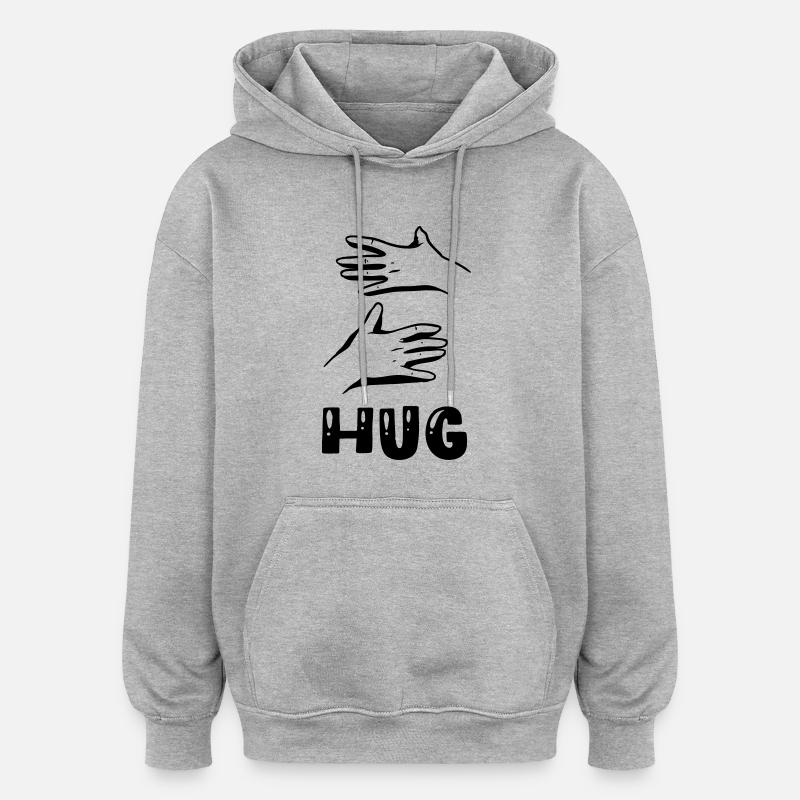 étreinte - Sweat à capuche oversize unisexe - gris chiné