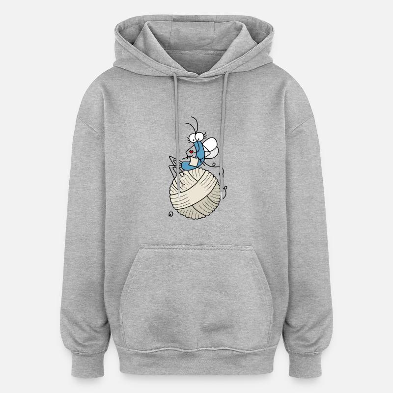 Djenné Wana aime tricoter - Sweat à capuche oversize unisexe - gris chiné