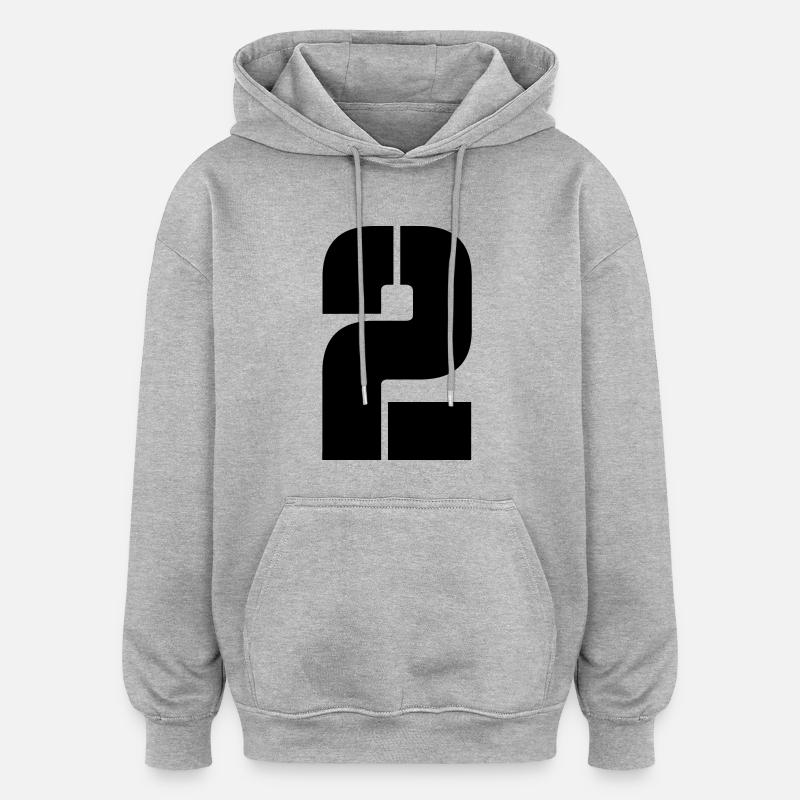 2 - Sweat à capuche oversize unisexe - gris chiné