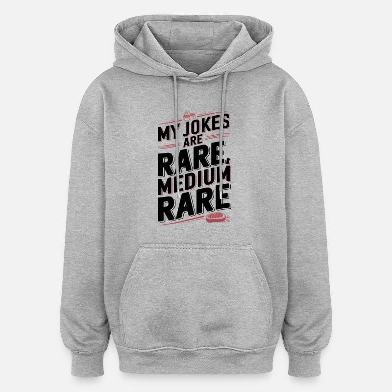 Medium Rare Blagues - Sweat à capuche oversize unisexe - gris chiné