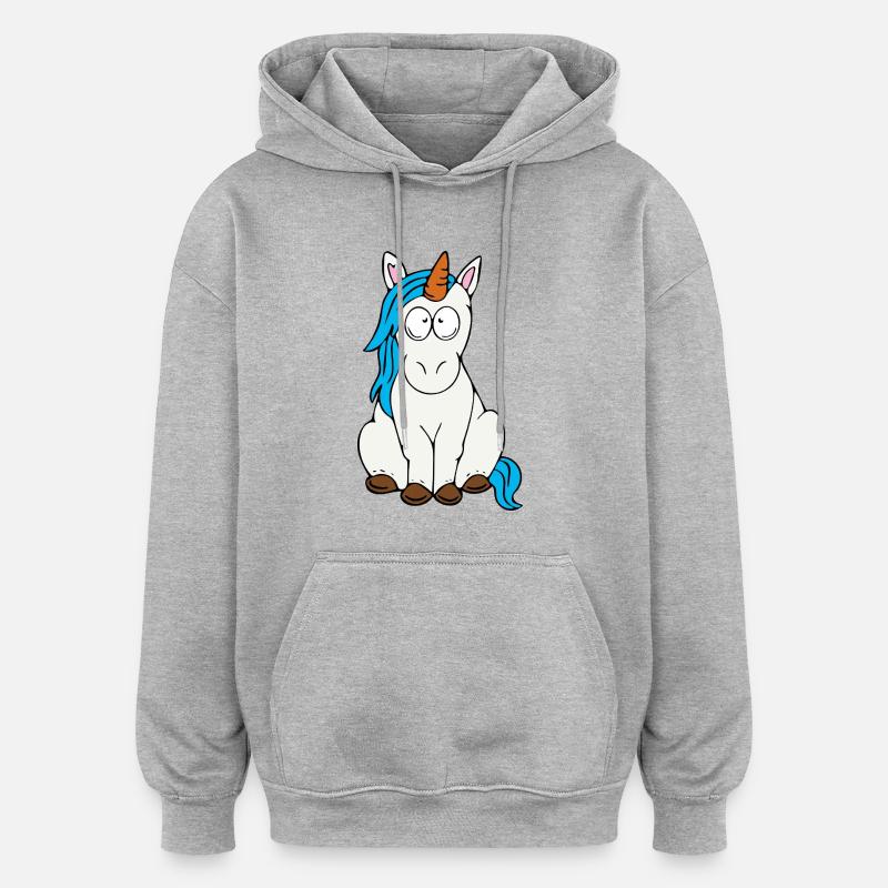 Licorne - Sweat à capuche oversize unisexe - gris chiné