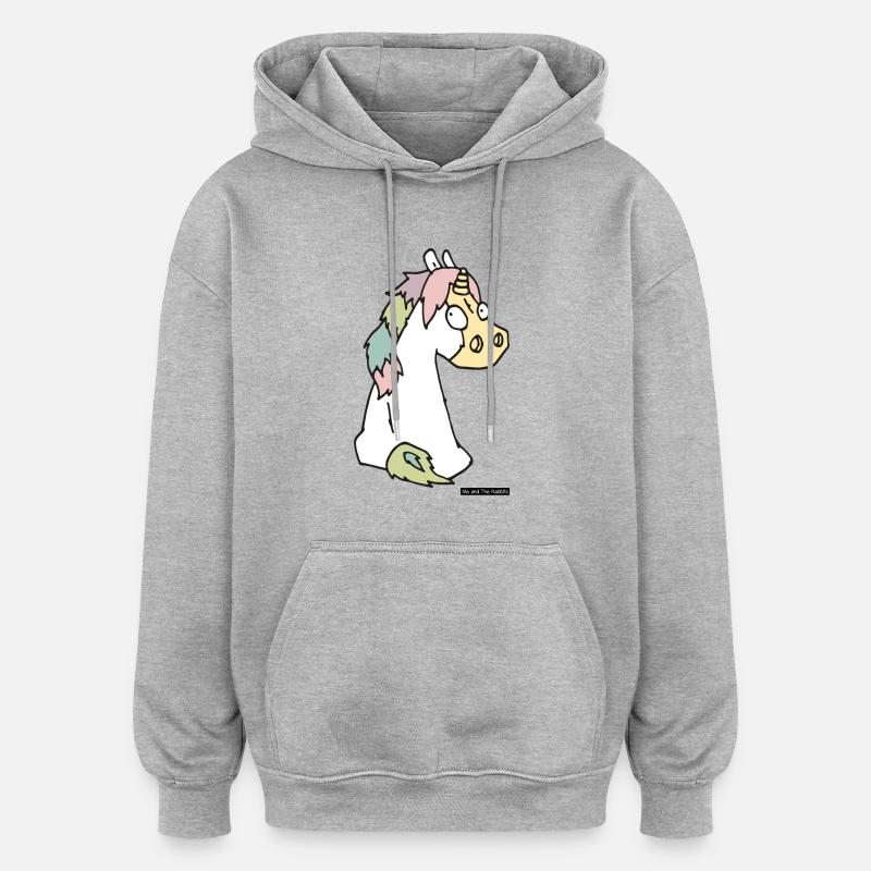 Cheval n ° 2 - Sweat à capuche oversize unisexe - gris chiné