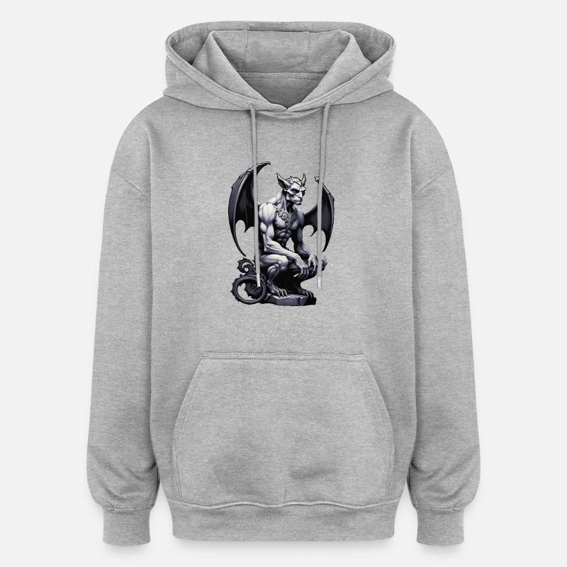 Gargouille - Sweat à capuche oversize unisexe - gris chiné